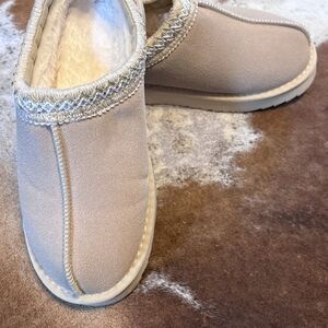 Altar'd State Cream Slippers with Embellished Trim